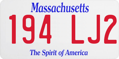 MA license plate 194LJ2