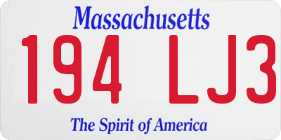 MA license plate 194LJ3