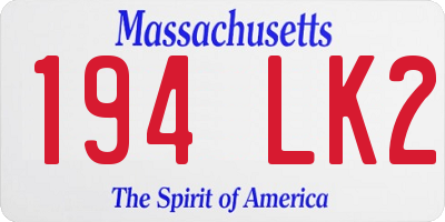 MA license plate 194LK2