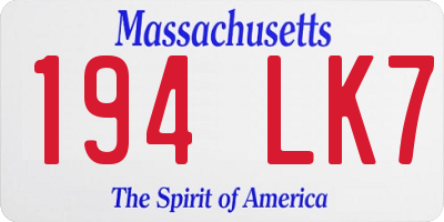 MA license plate 194LK7