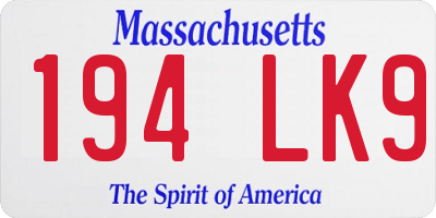 MA license plate 194LK9