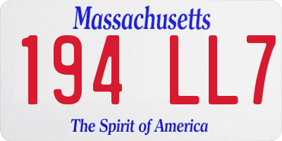 MA license plate 194LL7