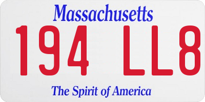 MA license plate 194LL8
