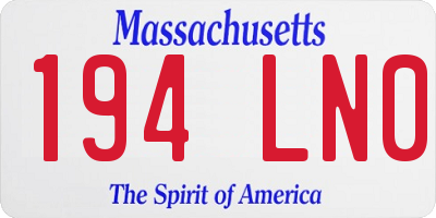 MA license plate 194LN0