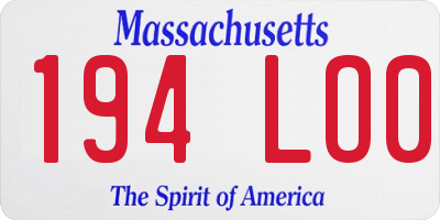 MA license plate 194LO0