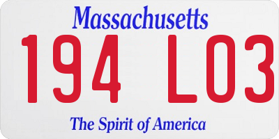MA license plate 194LO3