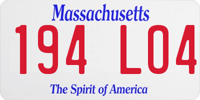 MA license plate 194LO4
