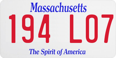 MA license plate 194LO7