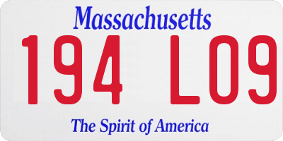 MA license plate 194LO9