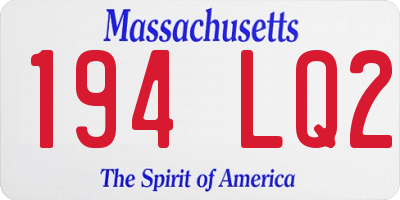MA license plate 194LQ2
