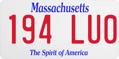 MA license plate 194LU0