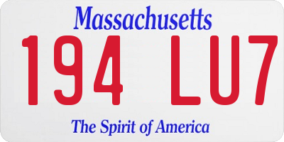 MA license plate 194LU7