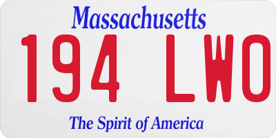 MA license plate 194LW0