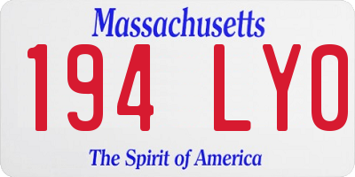 MA license plate 194LY0