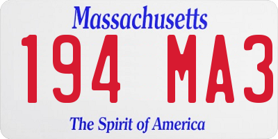 MA license plate 194MA3
