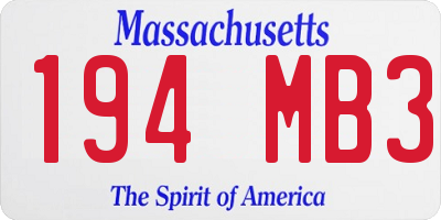 MA license plate 194MB3