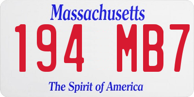 MA license plate 194MB7