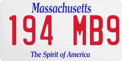 MA license plate 194MB9