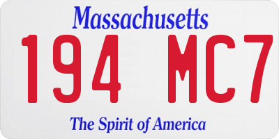 MA license plate 194MC7