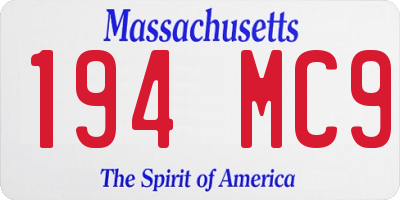 MA license plate 194MC9