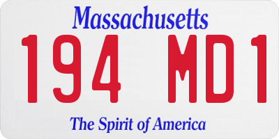 MA license plate 194MD1