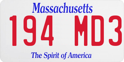 MA license plate 194MD3
