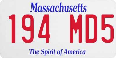 MA license plate 194MD5