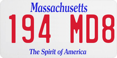 MA license plate 194MD8