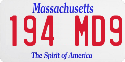 MA license plate 194MD9
