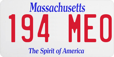 MA license plate 194ME0