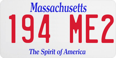 MA license plate 194ME2
