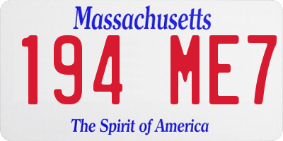 MA license plate 194ME7