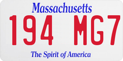 MA license plate 194MG7