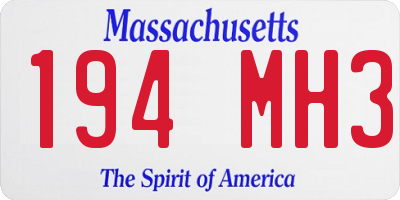 MA license plate 194MH3