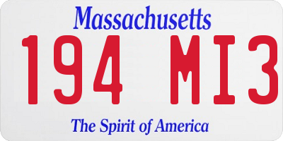 MA license plate 194MI3