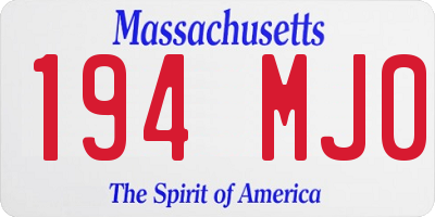 MA license plate 194MJ0