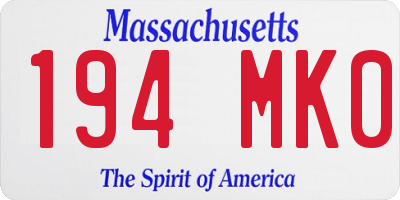 MA license plate 194MK0