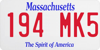 MA license plate 194MK5