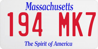MA license plate 194MK7