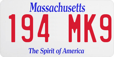 MA license plate 194MK9