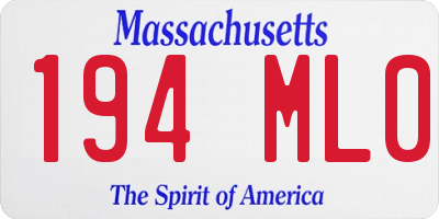 MA license plate 194ML0