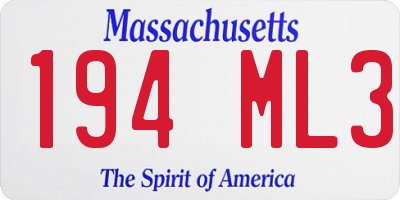 MA license plate 194ML3