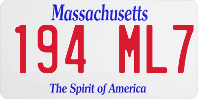 MA license plate 194ML7