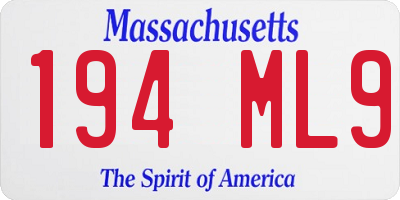 MA license plate 194ML9