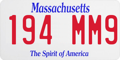 MA license plate 194MM9