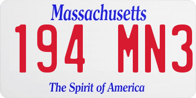 MA license plate 194MN3