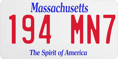 MA license plate 194MN7
