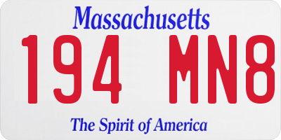 MA license plate 194MN8