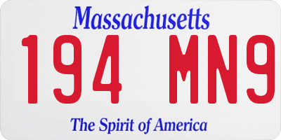 MA license plate 194MN9