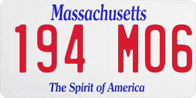 MA license plate 194MO6